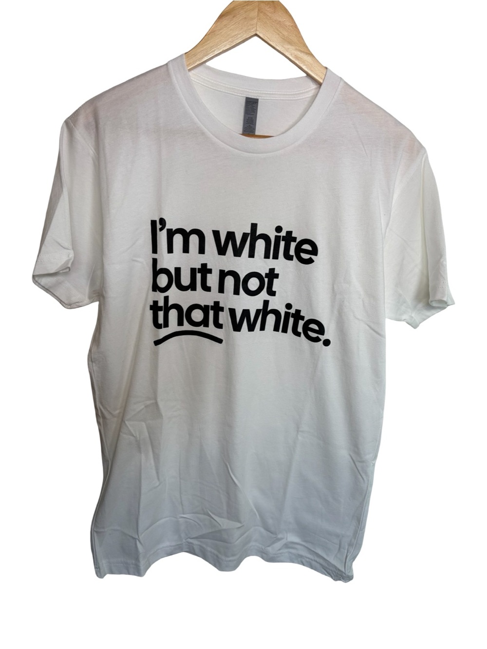 Men's White Graphic Crew Neck Tee - Bold Black Text